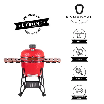 Kamado4u EVO Greater kerámia grill piros állványos	