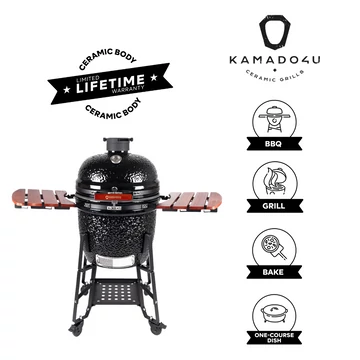 Kamado4u EVO Meater kerámia grill fekete állványos