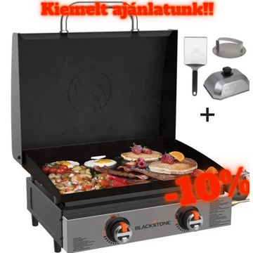 Blackstone 22&quot;-os asztali gázgrill 30mBar + Hamburgerező készlet