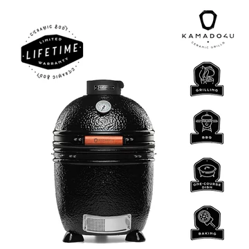 Kamado4u Family D38 kerámia grill fekete pultba építhető Classic