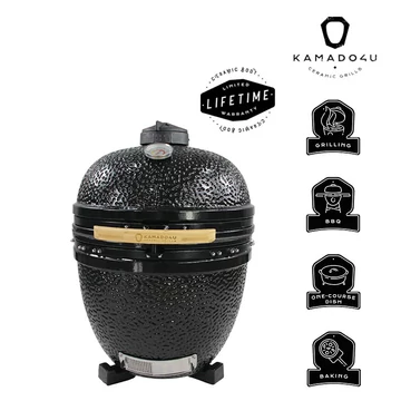 Kamado4u Kerámia grill D52 fekete pultba építhető Pecan