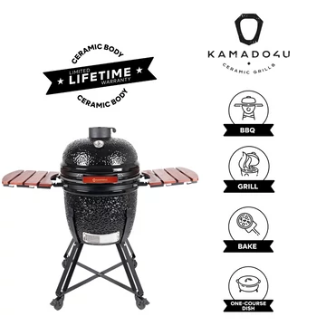 Kamado4u NEO CLASSIC Meater kerámia grill fekete állványos