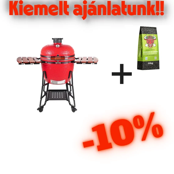 Kamado4u EVO Greater kerámia grill piros állványos + Toro Namíbiai faszén