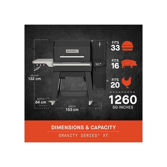Masterbuilt Gravity Series XT digitális faszén grillező WiFi vezérléssel